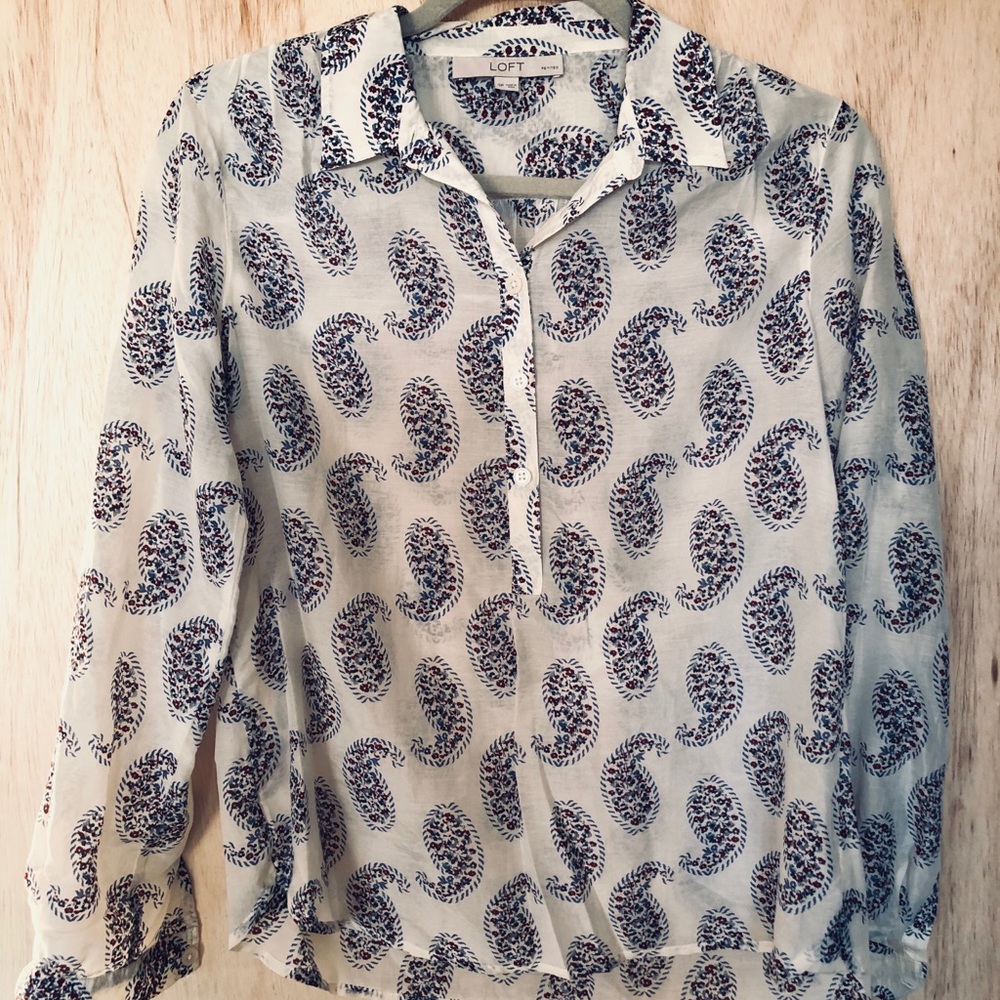 ❤️💙Loft Paisley Cotton/Silk Shirt in Red/Blue